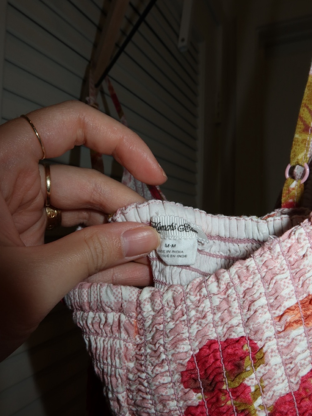 Kimchi Blue Pink Gingham Maxi Dress with Strawberry Floral Print - Picture 3 of 6
